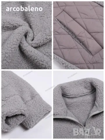 Плюшено дамско яке с дълги ръкави и цип, 5цвята , снимка 10 - Якета - 47655317