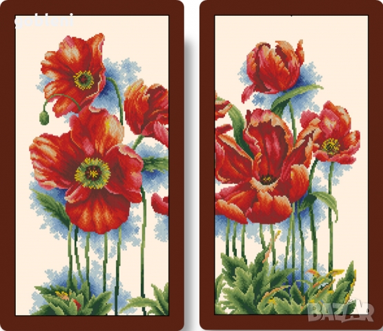 гоблен "ГРАДИНСКИ МАК" Д46; шев ;1:1; размери 30*30; 33 цвята; 33 лв., снимка 3 - Гоблени - 36082372