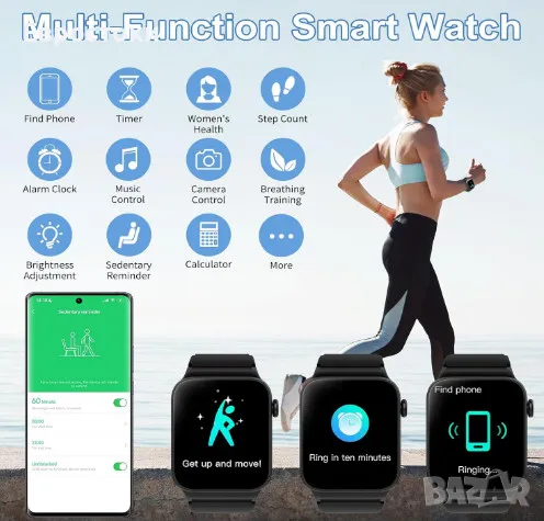 Мъжки смарт часовник VKROBAG, отговаряне/осъществяване на повикване, снимка 4 - Смарт гривни - 49455826