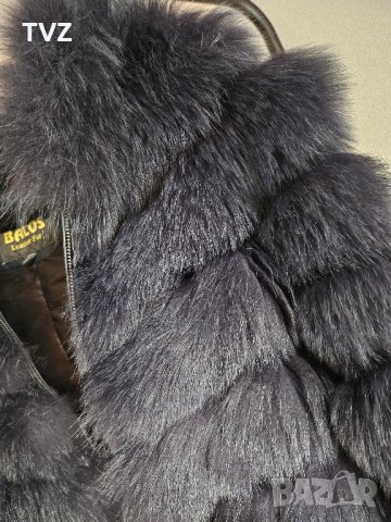 Палто от естествен косъм в тъмно син цвят, снимка 14 - Якета - 38721395