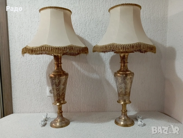 Комплект от две уникални много големи масивни бронзови лампи - лампа