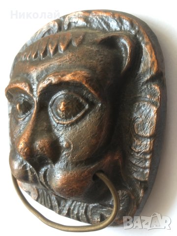  Чукче / чукало / хлопка за врата, хлопало, старо, ръчна изработка, бронзово масивно,пазител на дома, снимка 9 - Декорация за дома - 44797140