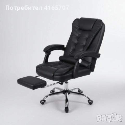 Ергономичен въртящ се офис стол с масаж и поставка за крака, снимка 4 - Столове - 53190388