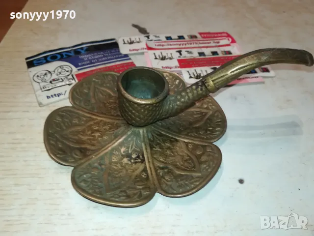 ЛУЛА-СВЕЩНИК МЕД МЕСИНГ 17Х12Х8СМ-ВНОС SWISS 1201251902, снимка 2 - Антикварни и старинни предмети - 48654725