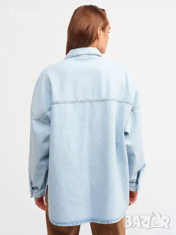 Дънкова риза,  яке , високо качество,  цвят бледосин , снимка 4 - Ризи - 49302644