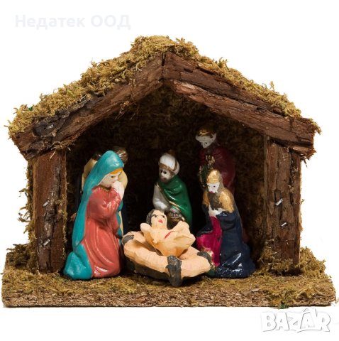 Коледна ясла, 17x8x13 см, 6 фигури