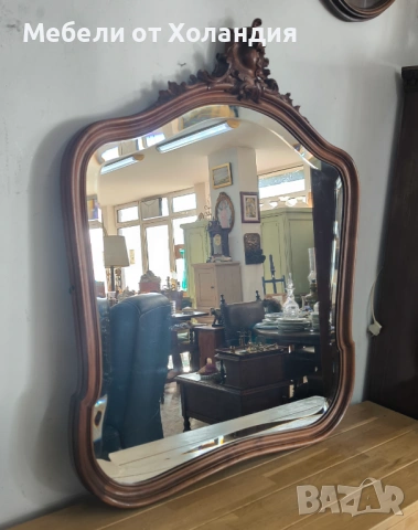 Голямо кристално огледало с дърворезба, снимка 2 - Огледала - 53099838