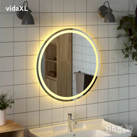 vidaXL LED огледало за баня 70 см кръгло, снимка 3 - Огледала - 56147314