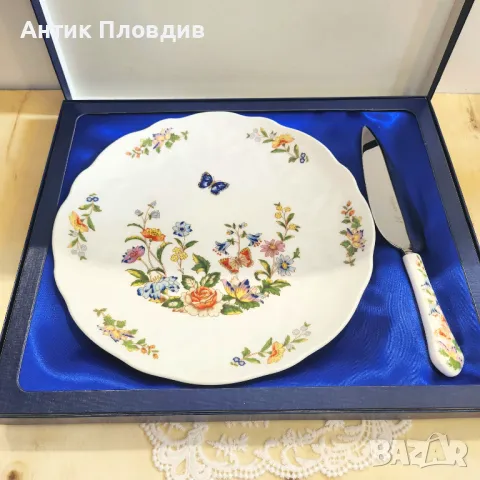 Сет за торта Aynsley – порцеланова чиния и шпатула, Англия