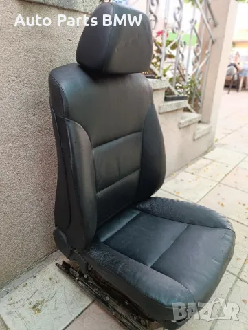 Седалка BMW E60 E61 Шофьорска черна кожена седалка за БМВ Е60 Е61 BMW E60 E61 кожен салон, снимка 3 - Части - 50406751