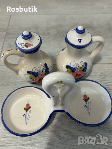 Старинен испански ръчно рисуван керамичен комплект , снимка 2 - Статуетки - 53322949