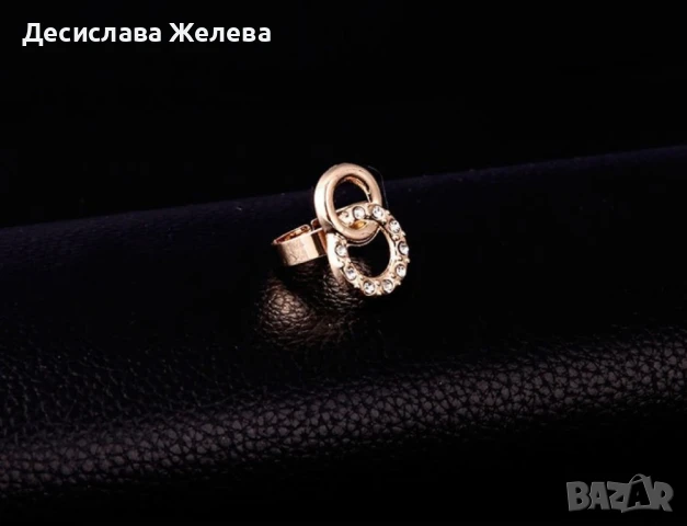 Позлатен комплект бижута от 4 броя части с преплетени рингове, снимка 5 - Бижутерийни комплекти - 50981028