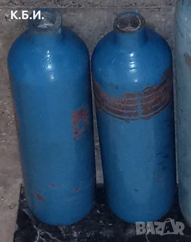 2 бр. малки метални бутилки от СССР - 1,2 L - 1,68 кг tara - 200 BAR - атмосфери работно налягане 