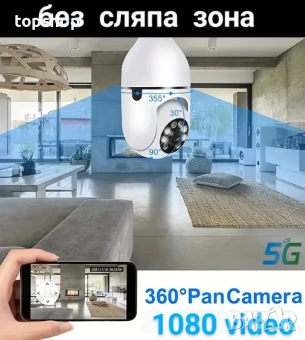 Камера за фасунга Е27 с Wi-Fi / WiFi връзка и карта, снимка 4 - IP камери - 50502515