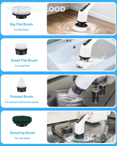 Leebein електрическа почистваща четка 360° с 8 накрайника, снимка 6 - Други инструменти - 52403865