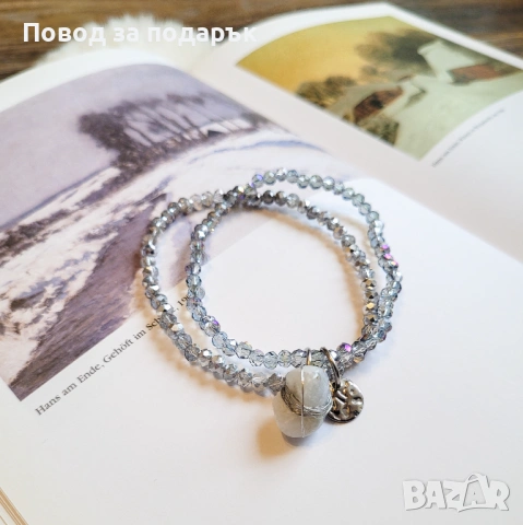 Дамски блестящи гривни с естествен кварц , снимка 4 - Гривни - 53040780