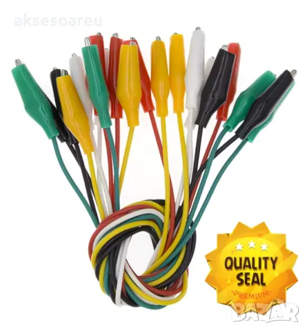 1 комплект 10 бр. електрически тестови кабели с двустранни щипки тип крокодил тестов държач 46 см, снимка 2 - Друга електроника - 50233291