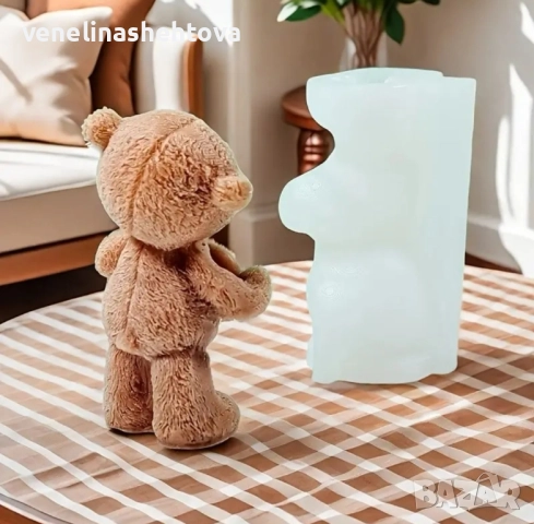 3D 2 модела Обичам те Мече държи надпис" I love you" Силиконов молд за свещи гипс сапун , снимка 9 - Форми - 48227832