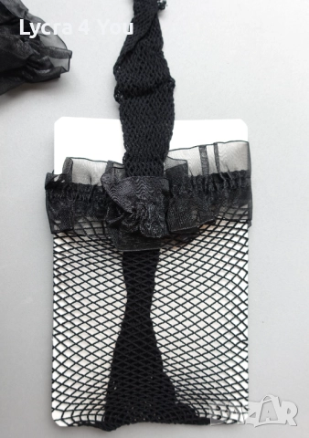 S/M нови черни мрежести чорапи с ластик, снимка 2 - Бельо - 52460028