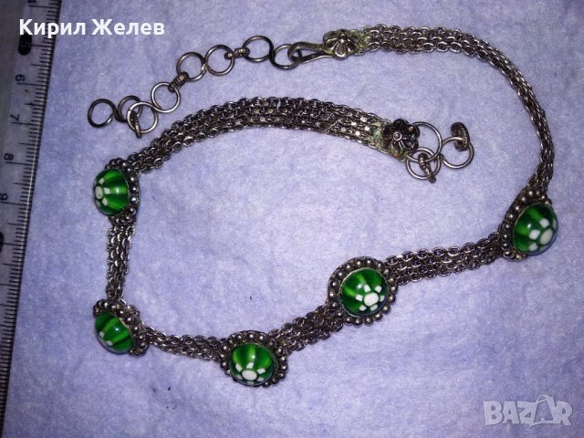 СТАРО РЕТРО ГОТИК АРТ КОЛИЕ ЧОКЪР посребрена благородна стомана с ВЕНЕЦИАНСКО СТЪКЛО МУРАНО 56641, снимка 3 - Антикварни и старинни предмети - 41751663