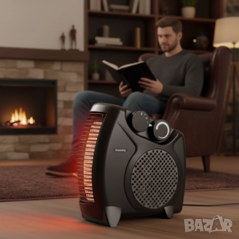 Отоплителна вентилаторна печка Rosberg – 2000W, черен/бял, снимка 4 - Друга електроника - 51852377