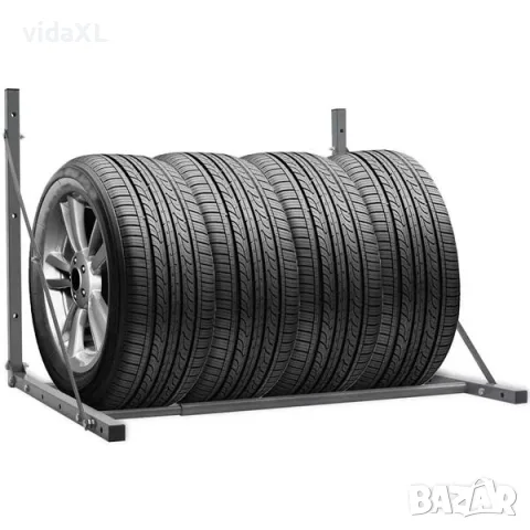 vidaXL Стелаж за гуми, сребрист, стомана（SKU: 210353）, снимка 2 - Градински инструменти - 56063223