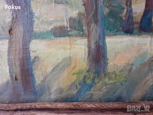Голяма майсторска картина масло платно подпис дървена рамка, снимка 3 - Антикварни и старинни предмети - 51368750