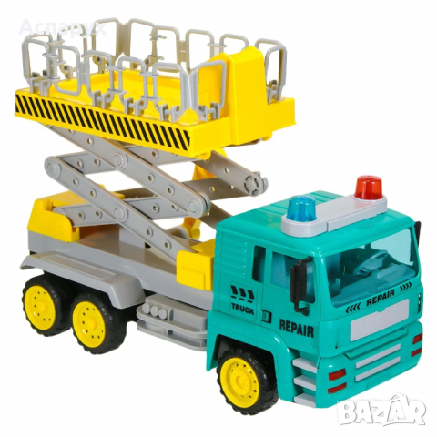 Детска играчка Строителен камион с повдигащ механизъм, 34х12х19 см, многоцветен