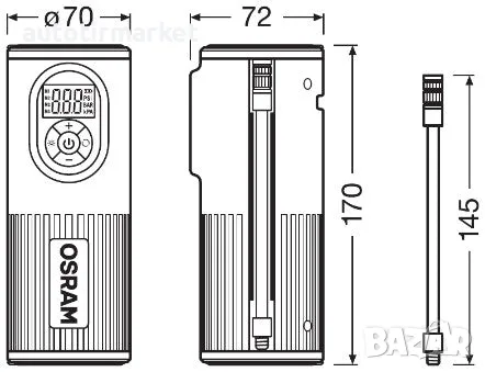 Компактен дигитален компресор за гуми Osram, снимка 3 - Аксесоари и консумативи - 56054550