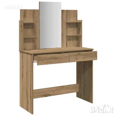 vidaXL Тоалетка с огледало, дъб артизан, 96x39x142 см, снимка 7 - Тоалетки - 56148311