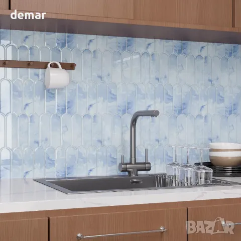 VaryPaper 3D сини мраморни плочки-стикери, 30,5 см x 30,5 см - 10 броя, снимка 6 - Други - 49706838