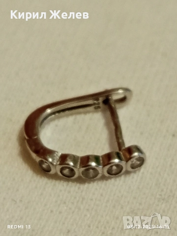 Красива сребърна обеца с инкрустиран цирконий 52480, снимка 5 - Обеци - 52692629