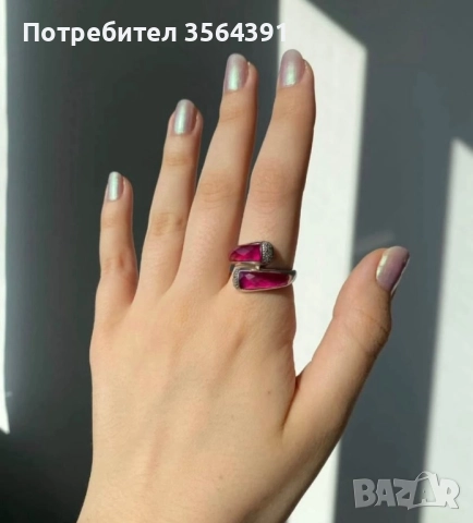 Сребърен пръстен с рубини , снимка 3 - Пръстени - 52403475