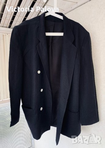 Черно ленено сако овърсайз, снимка 2 - Сака - 40453038