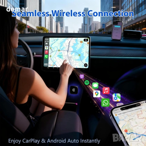 Sunweyer S41 L-образен безжичен CarPlay и Android Auto адаптер, снимка 4 - Аксесоари и консумативи - 53178779