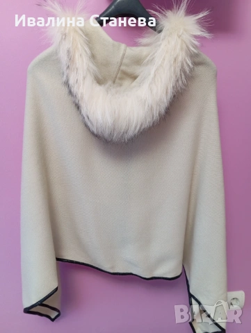 Зимно пончо с естествен косъм, снимка 4 - Якета - 53522419