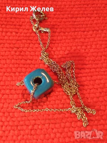 НЕЖНО СРЕБЪРНО КОЛИЕ СРЕБРО 925 с ЕМАЙЛИРАНА ЦВЕТНА АРТ КЕРАМИКА 28594