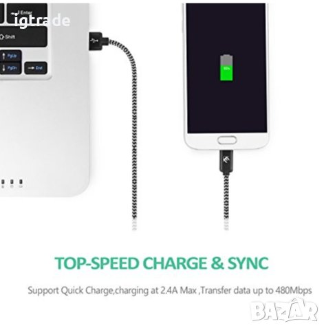 2м Micro USB кабел Elechok® 2A Quick Charge, снимка 3 - USB кабели - 40383725