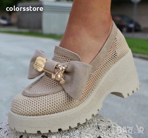 Обувки на платформа - бежови - BR678, снимка 3 - Дамски ежедневни обувки - 41799143