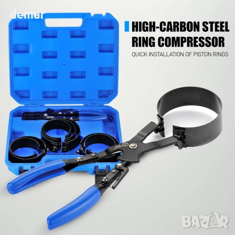 Комплект за компресиране на бутални пръстени SMOTIVEPRO, 7 части, клещи с тресчотка, снимка 2 - Аксесоари и консумативи - 51720532