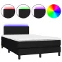 vidaXL Боксспринг легло с матрак и LED, черно, 120x200 см, плат, снимка 1