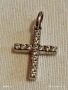 Сребърен медальон кръст с инкрустирани кристали ювелирна изработка 52357, снимка 4