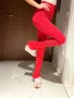 Нов висока талия  секси спортен елегантен червен еластичен панталон рипс рипсен Alice Evis , снимка 7