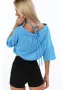 Къса дамска блуза с ластик в син цвят MP16365, снимка 2