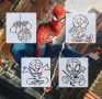 4 броя Спайдърмен Spiderman шаблон стенсил декорация торта скрапбукинг текстил дърво , снимка 1