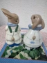 Royal Dux Czechoslovakia двойка винтидж фигурки на зайчета, снимка 10