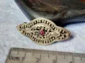 СТАРИННА СКЪПОЦЕННА ФИЛИГРАННА СРЕБЪРНА БРОШКА ВИСОКА ПРОБА СРЕБРО с НАТУРАЛЕН РУБИН 47936, снимка 5