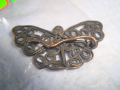 СТАРА АЖУРНО ИЗРАБОТЕНА ФИГУРАЛНА МЕСИНГОВА АРТ ДЕКО БРОШКА - ПЕПЕРУДА 13881, снимка 2