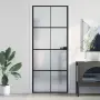 vidaXL Интериорна врата черна 83x201,5 см закалено стъкло и алуминий, снимка 2