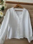 Бяла блуза памучна материя с дантела , снимка 1